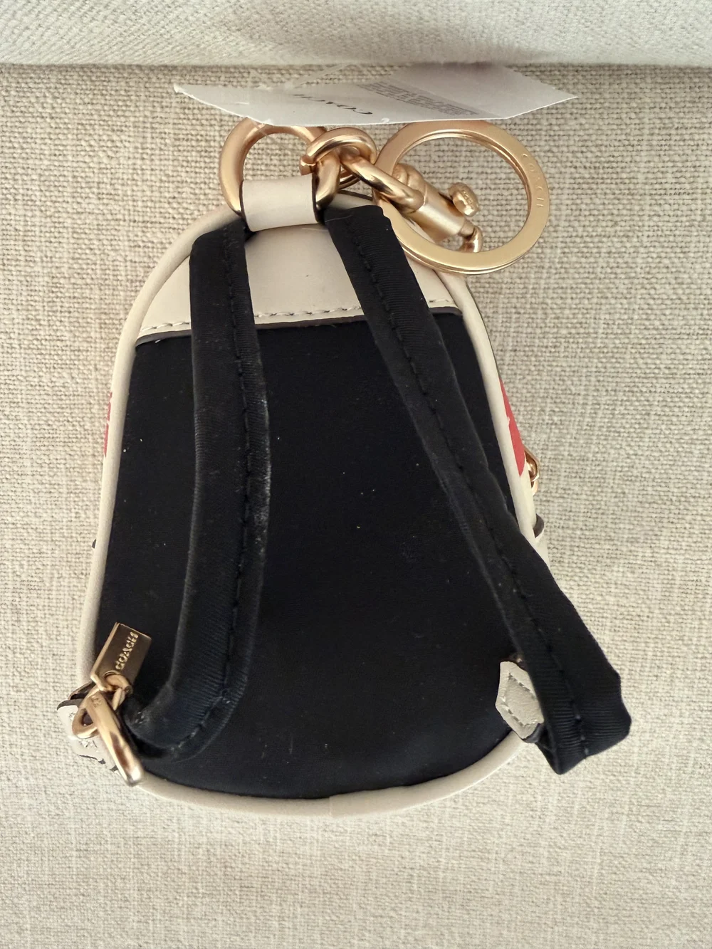 Coach Mini Court Backpack Bag Charm With Wild Strawberry Print CI019
